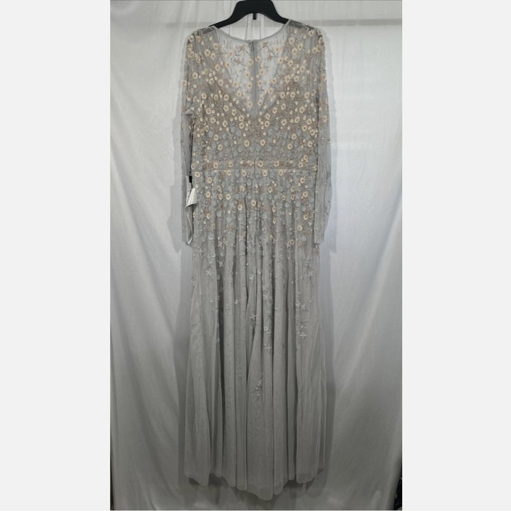 NWT $798 Mac Duggal [ 14‎ ] Embellished Wrap Over Illusion Long Sleeve Gown Q635 - Picture 13 of 16